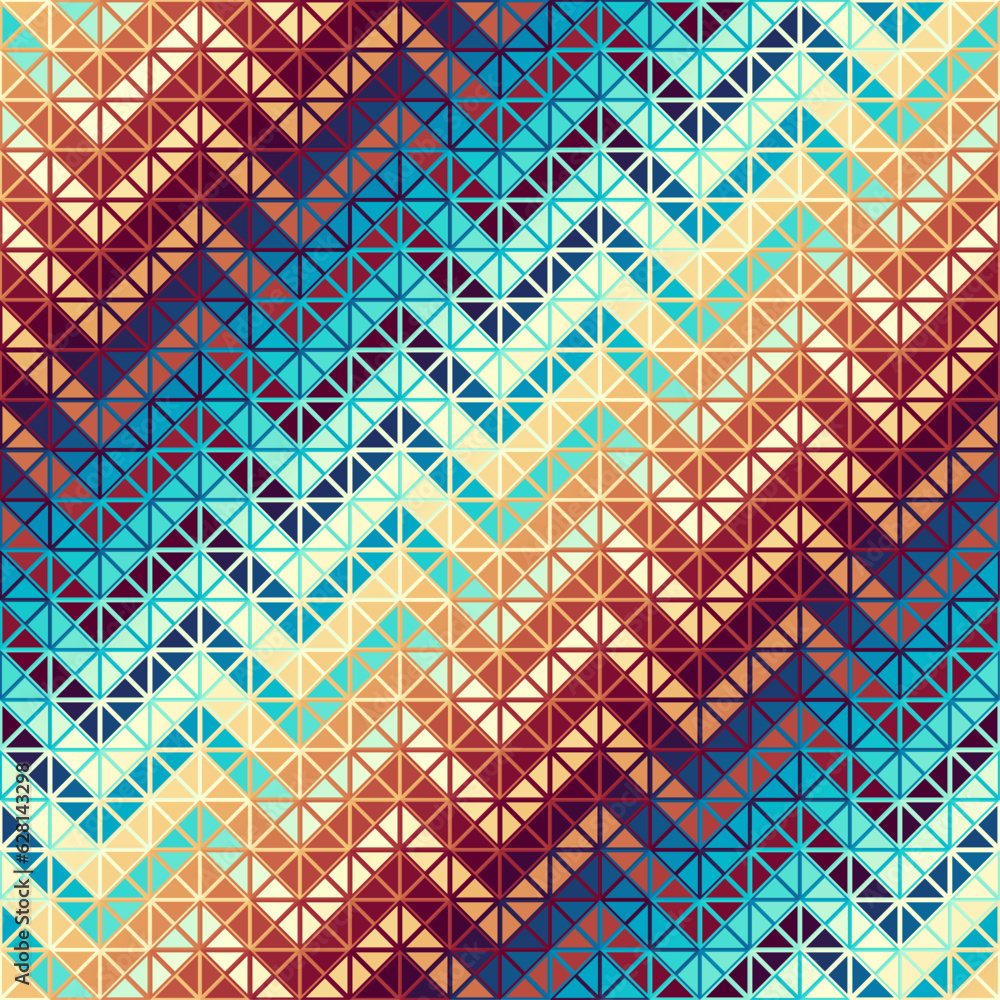 Poster Geometric abstract triangles pattern. Aztec chevron style. Seamless vector image.
