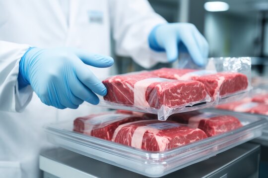 packaged lab-grown meat samples, poised for sale, originating from cutting-edge laboratories.