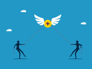 Optimism. Two businessmen competing for positive energy. vector illustration