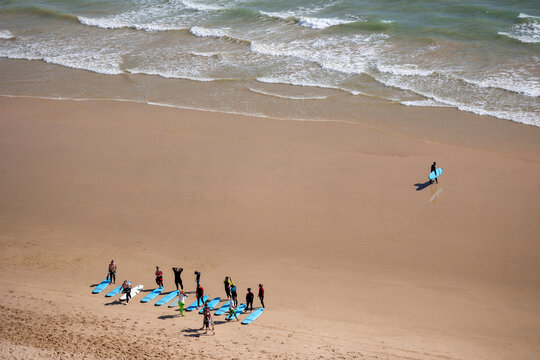 Surf school class lessons in the water