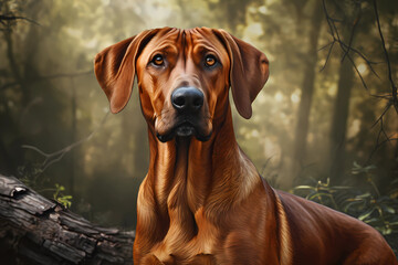 Rhodesian Ridgeback - Originating from South Africa, this breed is known for the distinctive ridge of fur on its back and its loyalty and courage (Generative AI) - obrazy, fototapety, plakaty