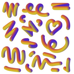 Fluid 3D Gradient Doodle Shapes Y2K Style - Sunset