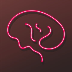 Fototapeta premium brain neon sign, modern glowing banner design, colorful modern design trends on black background. Vector illustration.