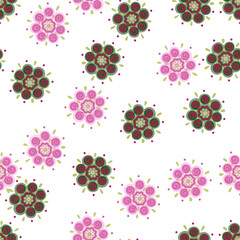 Abstract ethnic bud flower seamless pattern. Stylized floral botanical wallpaper.