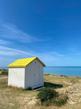 yellow beach hut