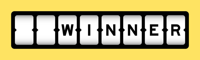 Black color in word winner on slot banner with yellow color background