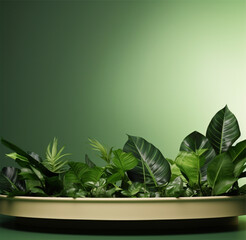 green tea leaves on podium