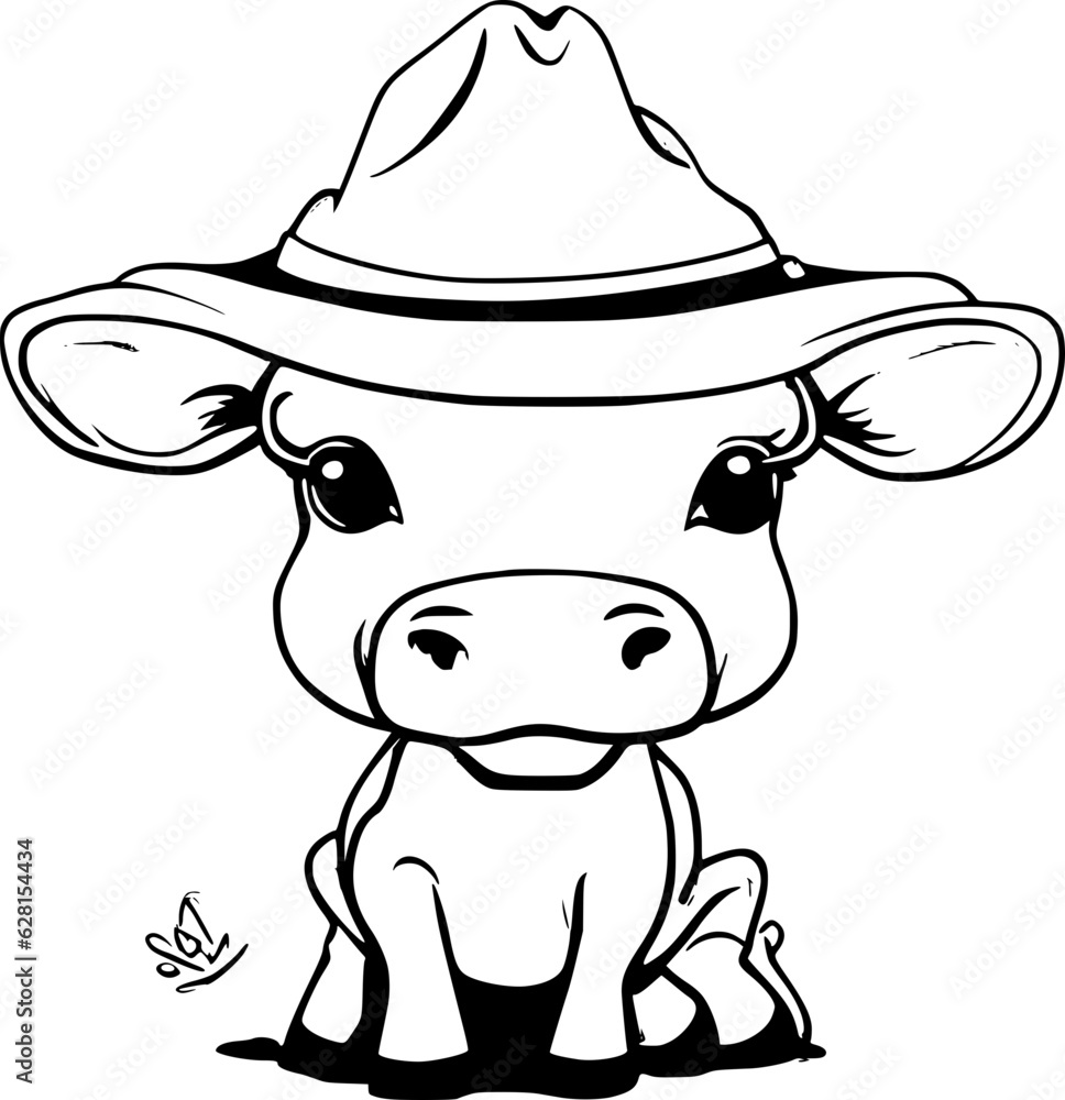 Poster cartoon cowboy cow