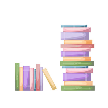 Colored books. Concept of learning. Book fair, reading club, world book day concept. Vector illustration