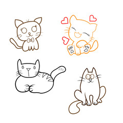 set of cats outlines