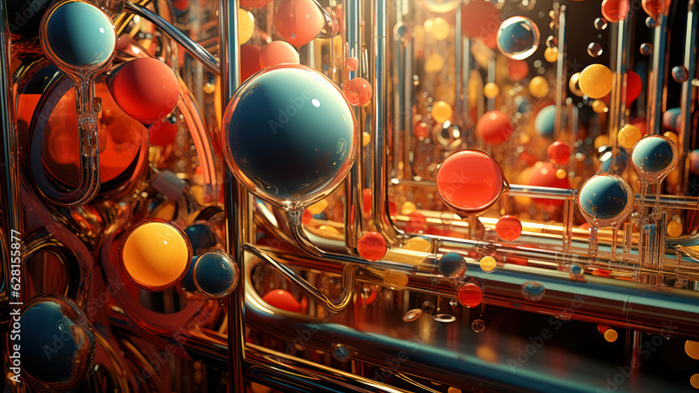 Poster 3d rendering of abstract technology background. hi-tech circuit board. abstract geometric compositio