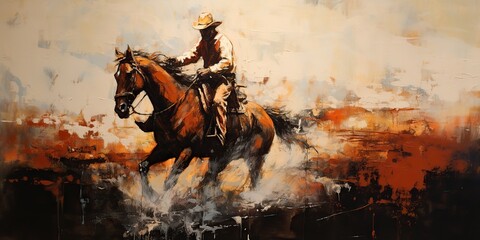 AI Generated. AI Generative. Western cowboy desert horse countryside landscape background. Adventure desert mountain scene. Graphic Art