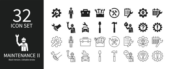 Icon set related to maintenance and systems