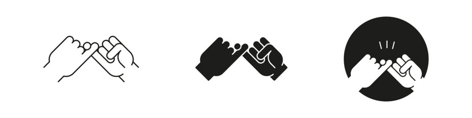 Pinky finger promise vector icon. Little finger swear hand gesture symbol set. - obrazy, fototapety, plakaty