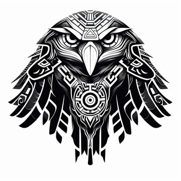 a thunderbird tribal tattoo sketch isolated on white