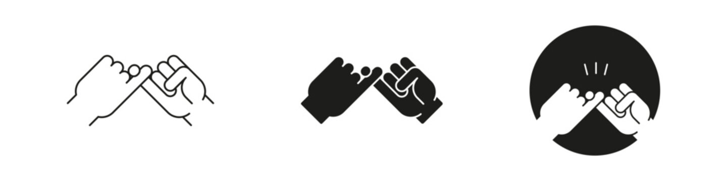 Pinky finger promise vector icon. Little finger swear hand gesture symbol set.