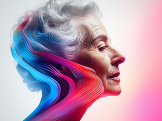portrait of the elegant elderly woman with fine wrinkles