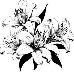 Lilies Line Art