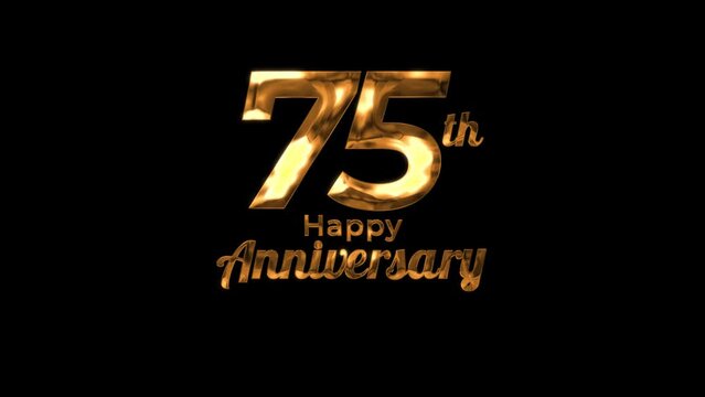 Animated text happy anniversary  75th gold 4K, birthday, celebration, moment, gold moment