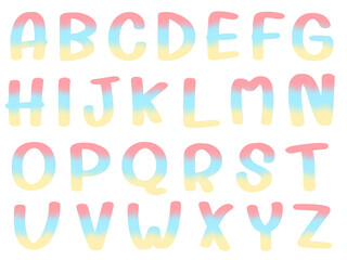colorful pastel alphabet pink blue and yellow 