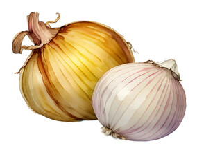 watercolor onion illustration isolated no background