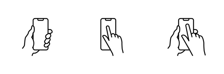 sleek line icon of a mobile phone with a white screen, available in vector EPS10 format.