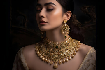 jewelry model showcasing an exquisite and intricate necklace