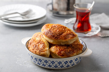 Turkish cuisine; Handmade Cheese Pastry (Turkish name; peynirli pogaca)