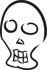 Hand Drawn Skull Icon. Vector Illustration. Transparent Background.