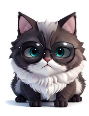 cat wearing glasses, cartoon