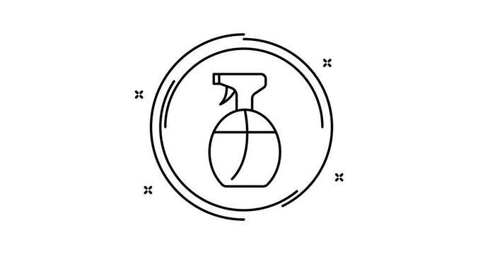 wiping sprayer animated outline icon with alpha channel. wiping sprayer rotation appearance 4k video animation for web, mobile and ui design