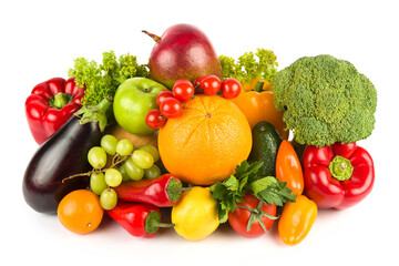 Obraz na płótnie Canvas Fruits and vegetables isolated on white .