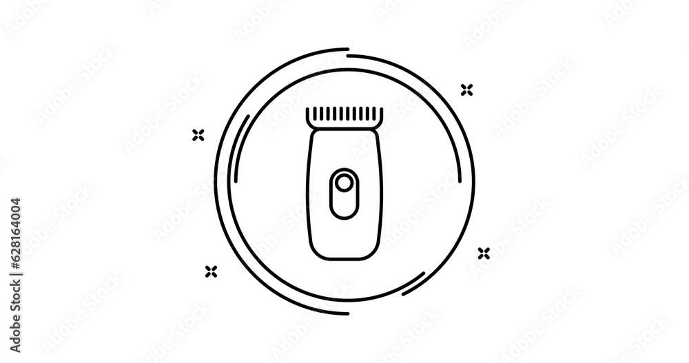 Poster electric clipper animated outline icon with alpha channel. electric clipper rotation appearance 4k v