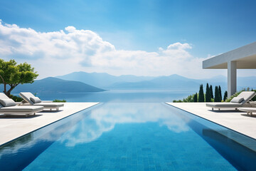 An infinity pool on a bright summer day. High quality photo