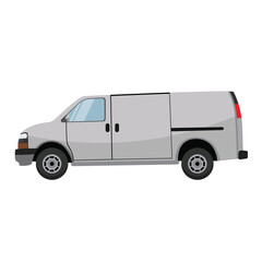 Vector illustration white truck, van isolated on white background. Delivery car vector icon. Minivan. Delivery service