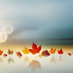 Naklejka na ściany i meble Autumn leaves on a neutral background created by AI