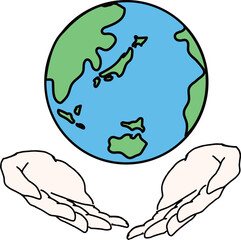 We地球と優しく包む手