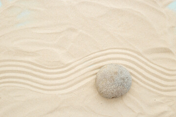 Fototapeta na wymiar Sandy texture with lanes for Zen garden meditation background