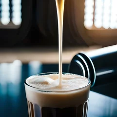 Foto op Plexiglas AI-generated ice coffee with milk on a neutral background © Alexander