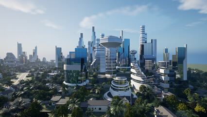 Obraz premium Futuristic green city concept, 3d render