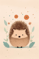 Cute Baby Hedgehog Illustration, Hedgehog Sweetness, perfect for kids, childeren, poster, cards and more. 