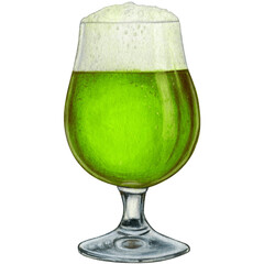 Watercolor hand drawn realistic glasses of beer