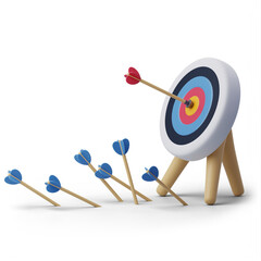Arrows are hitting the target, sport and success business, 3d art - 628167800