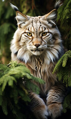 Obraz premium aufmerksamer Luchs im Wald