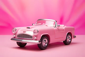 Fototapete Oldtimer pink car toy barbi