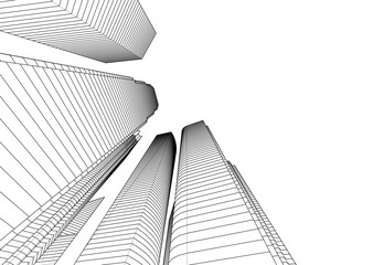 Architecture in the city 3d rendering