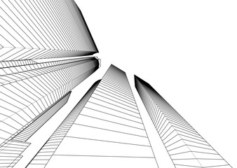 Architecture in the city 3d rendering