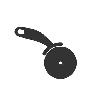 Pizza cutter knife icon in modern flat style sign
