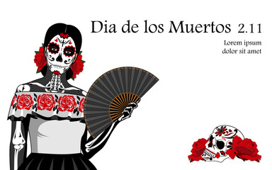 Banner for the day of the dead on a white background.