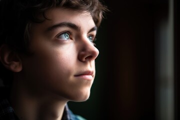 cropped portrait of a teenage boy on the autism spectrum